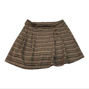Knitworks Brown and Black Checkered Mini Skirt